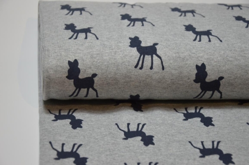 French Terry | Rehkitz schwarz | grau meliert